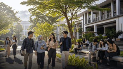 Suasana mahasiswa di area kampus